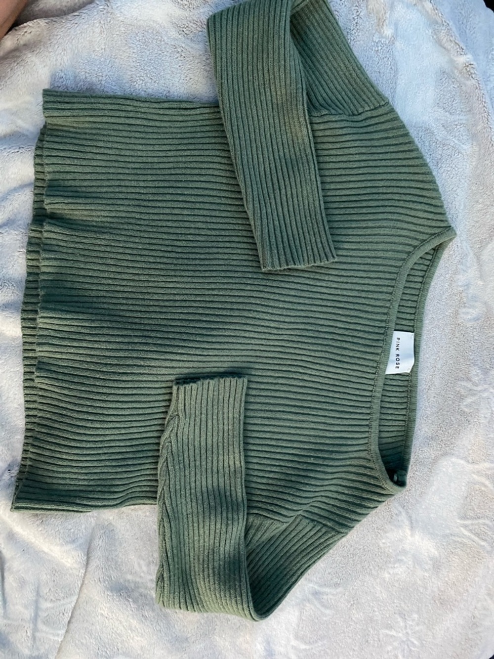 rag & bone Olive Ribbed Crewneck Sweater